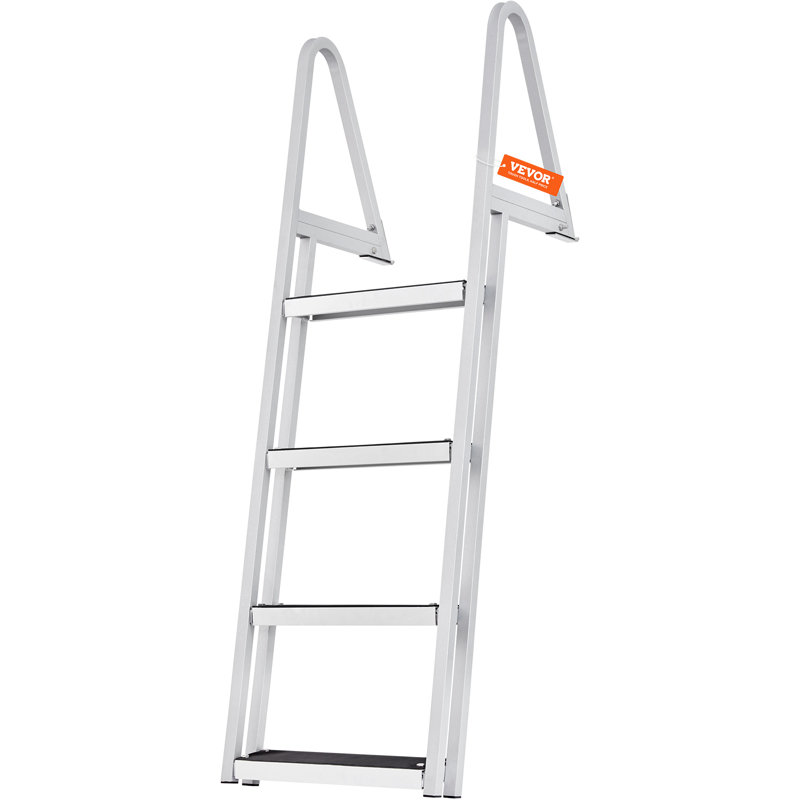 Tommy Docks 7-Step 16-in. Wide Aluminum Angled Boat Dock Ladder With Tapered Steps For Seawalls And Stationary Dock Systems Td 40264